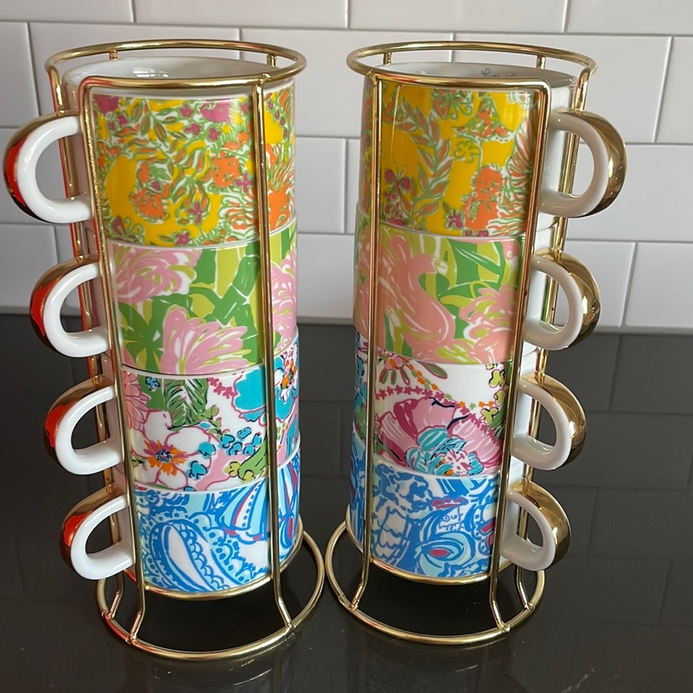 Lilly for target espresso mugs with stand - 2 full sets